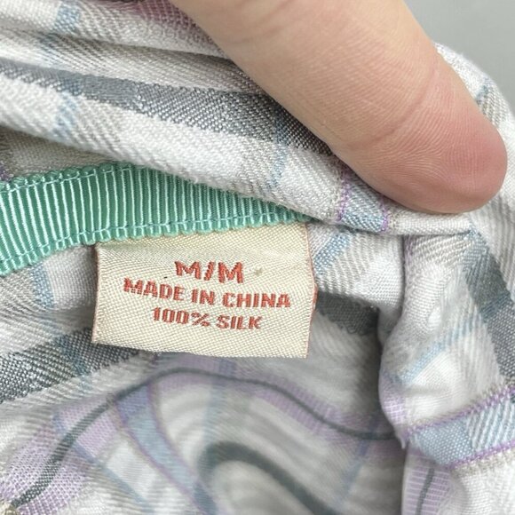 Tommy Bahama Men's Medium 100% Silk Short Sleeve Collared Shirt Plaid Cream - Picture 16 of 16